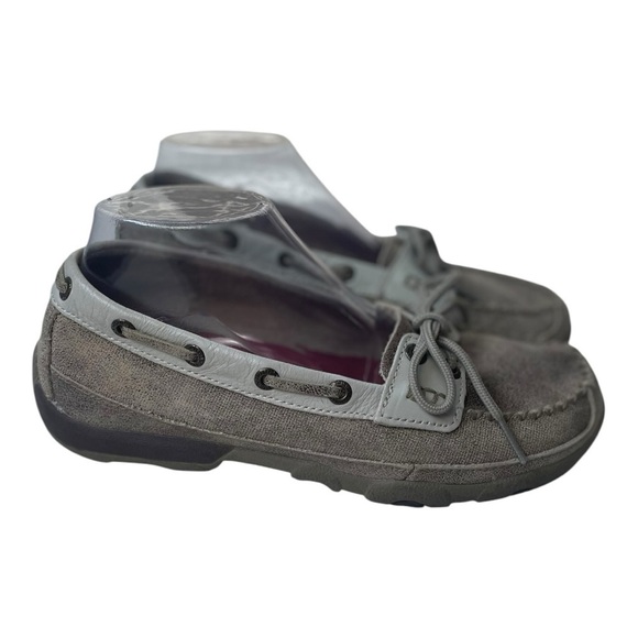 Twisted X Women’s Dusty Tan/White Leather Driving Slip On Moccasins - Picture 4 of 9